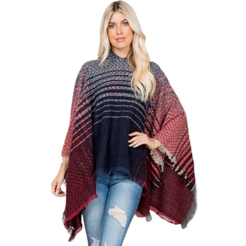 COPY - Soft and colorful poncho with hood.